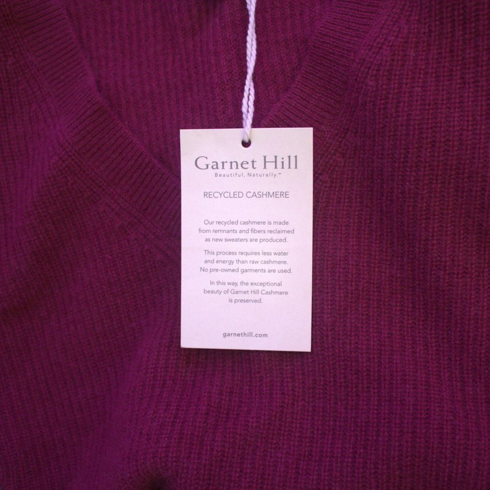 Garnet Hill | Gray & Sangria Cashmere Sweater - Picture 4 of 8